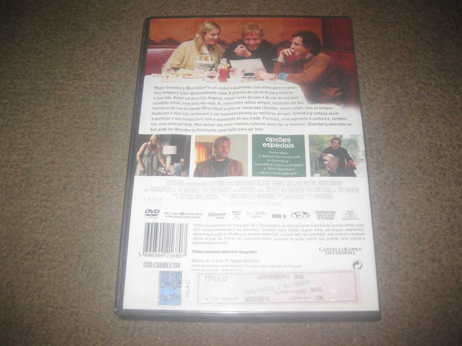 DVD "Greenberg" com Ben Stiller/Raro!