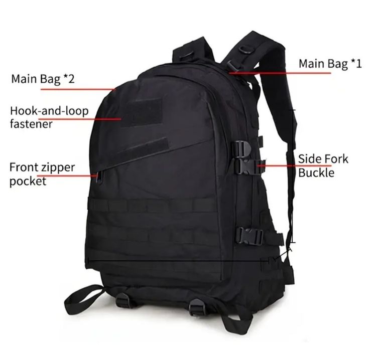 Mochilas tática, preta 50lt
