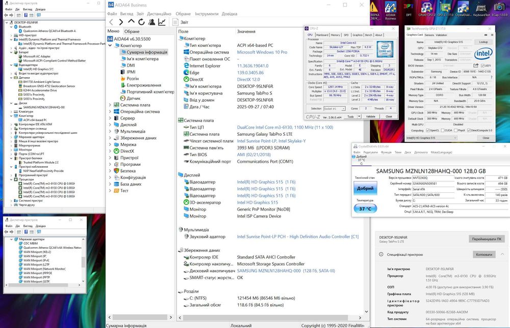 LTE SIM Super AMOLED Планшет Samsung Galaxy Tab Pro S 12 128GB Win10