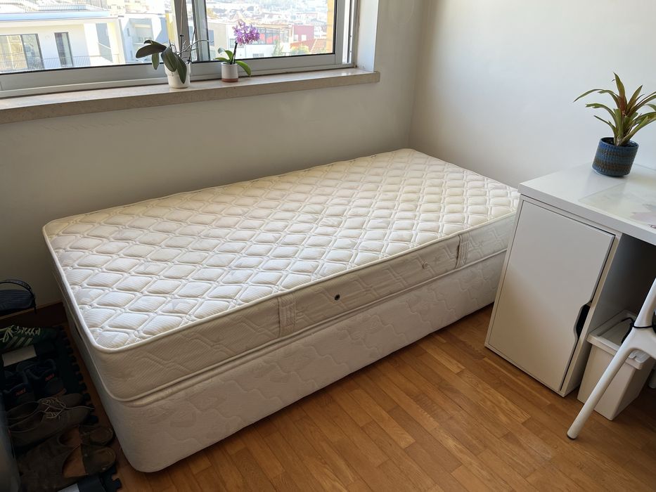 Cama solteiro sommier e colchão molaflex