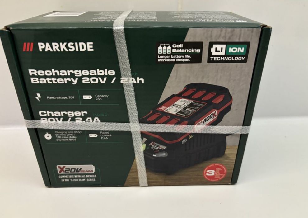 Zestaw akumulator plus ladowarka parkside new