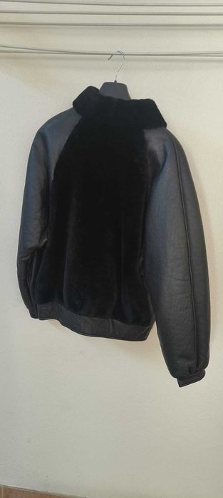 Casaco Pele Verdadeira Shearling Bomber Preto T44 - Genuine Lambskin - Vintage