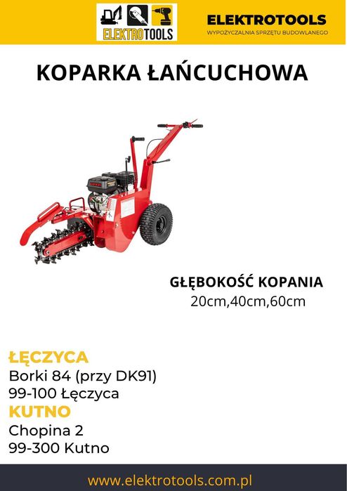 Koparka łańcuchowa nawodnienia przekopy Wynajem WYPOŻYCZENIE