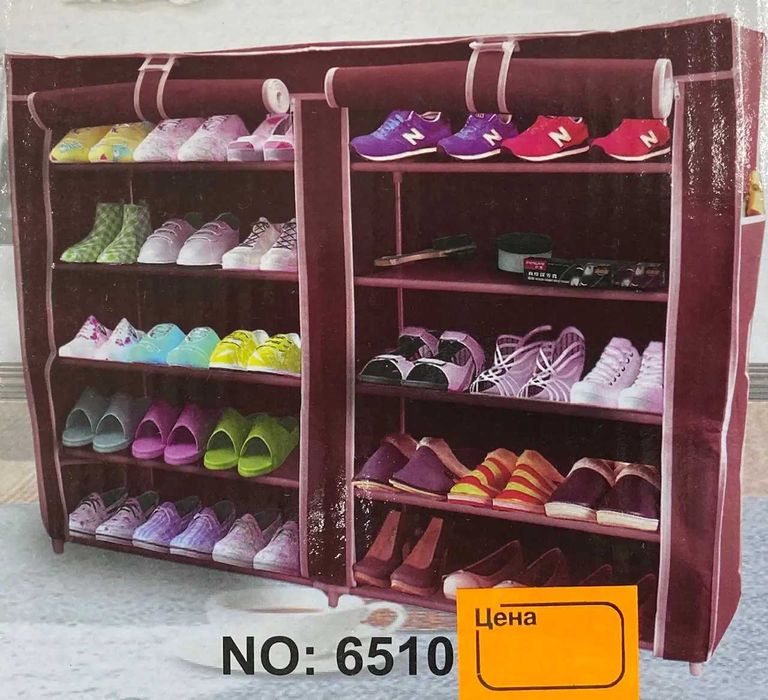 Тканинна подвійна полиця-шафа стелаж для взуття  Shoe Cabinet 6х2 пол.