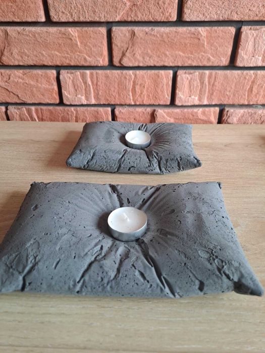 Świeczniki.Poduszki betonowe, swieczniki
