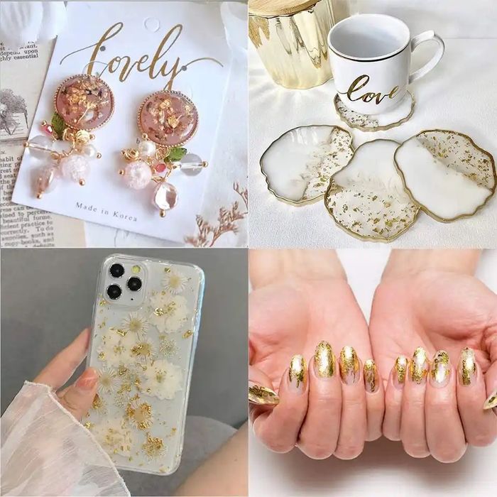 100pcs FOLHAS OURO PRATA foil resina sabão velas unhas gel talha trabalhos manuais diy artes