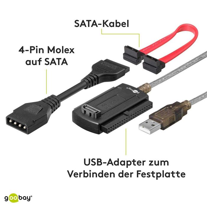 Goobay 50847 czytnik Adapter SATA HDD SSD USB PC 3,5'' / 2,5 ''