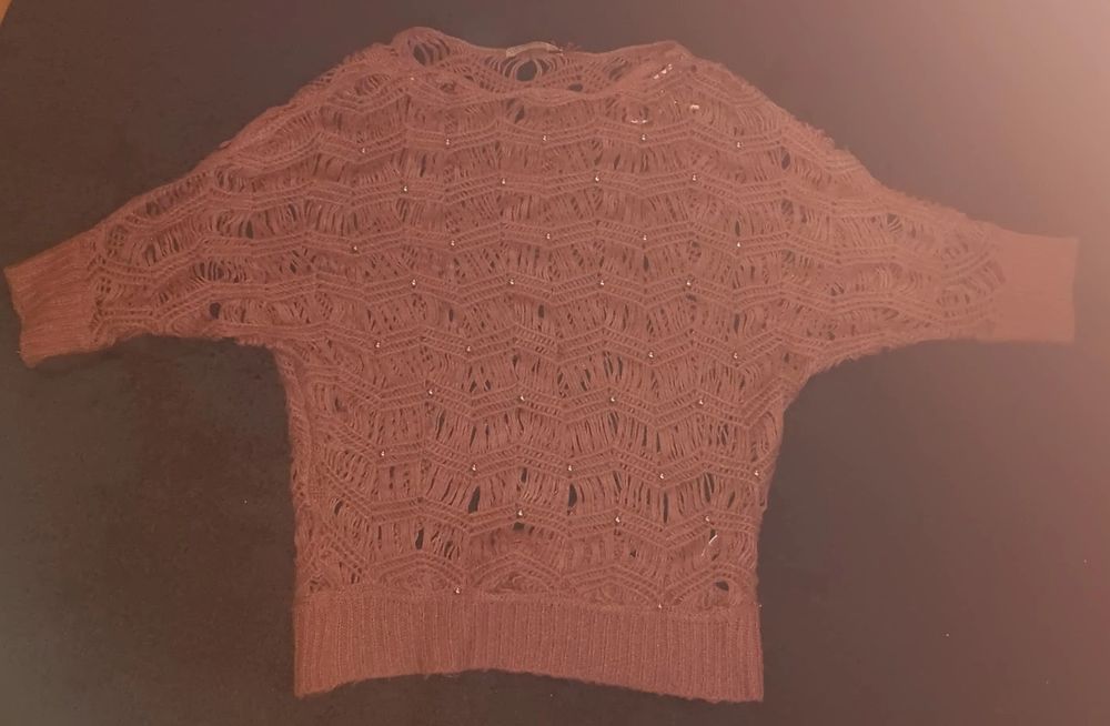 Camisola de malha rosa canela