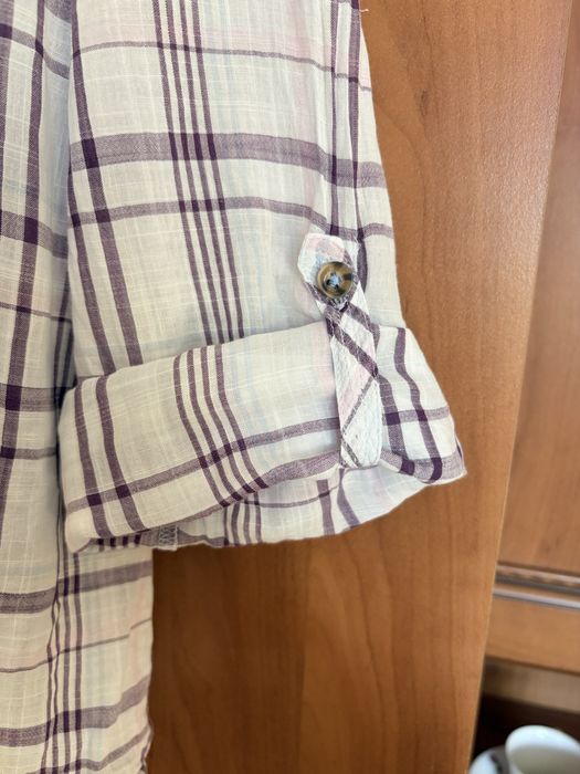Letnia tunika M&S bawełna krata fioletowa 3/4