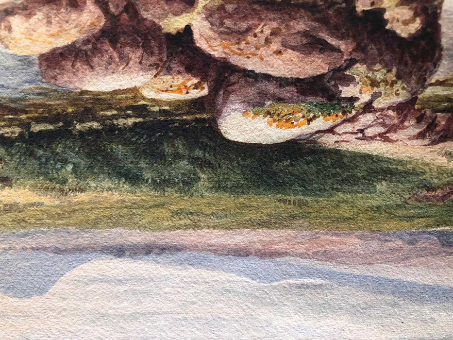 Aguarela de paisagem suiça, de 1868, bom estado