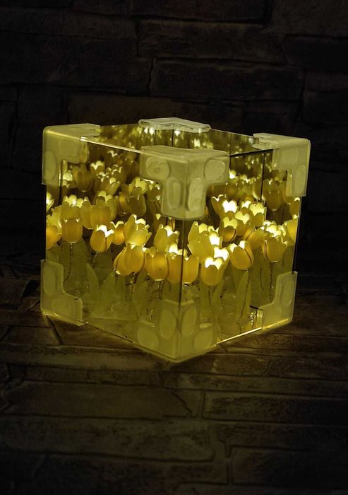 Готовий Нічник дзеркальний Куб з Тюльпанами / Набір для творчості