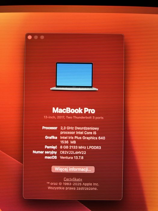 Macbook Pro 13 cali i5, 8gb ram