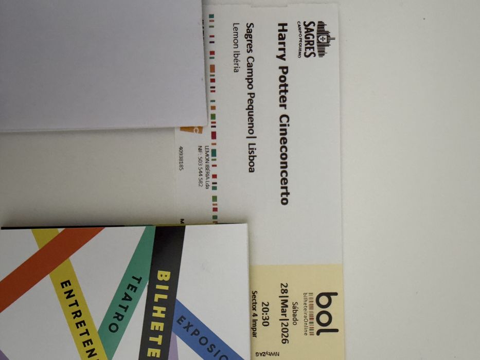 3 Bilhetes Concerto Harry Potter Sagres Campo Pequeno