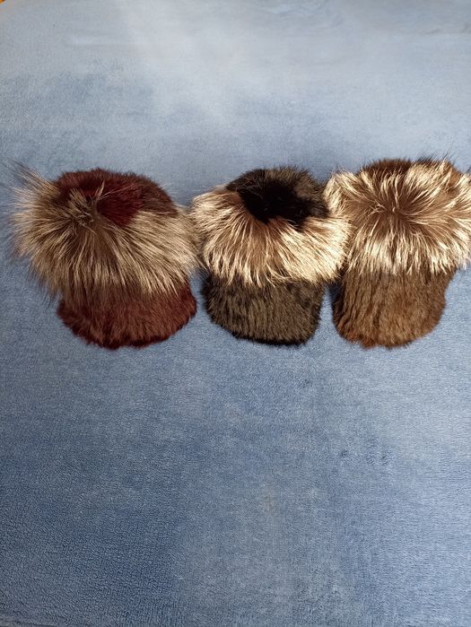 Шапка хутряна кролик з чорнобуркою на трикотажній основі