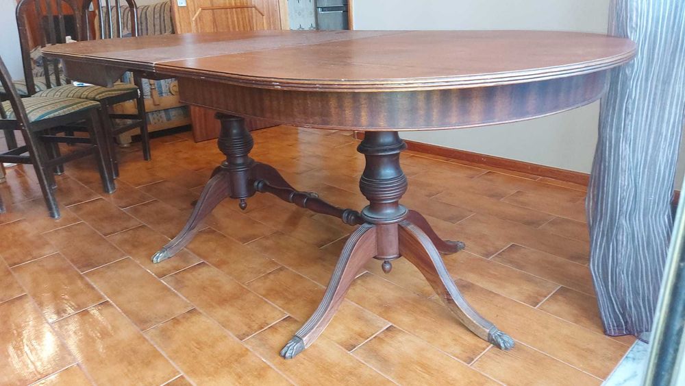Mesa Oval Sala Jantar (Madeira, estilo Inglês) 160/200x100x74 cm