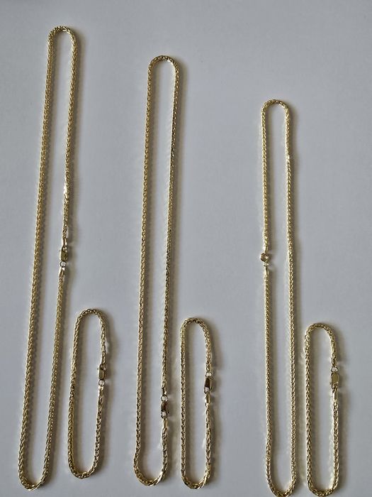 Piękne Złote Zestawy Bransoletka i Łańcuszek Pr. 585 14K