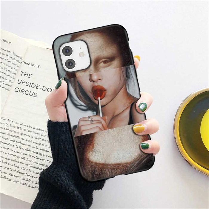 Etui na telefon iPhone XR, 11, 12, 13, statua David,Mona Lisa,Van Gogh