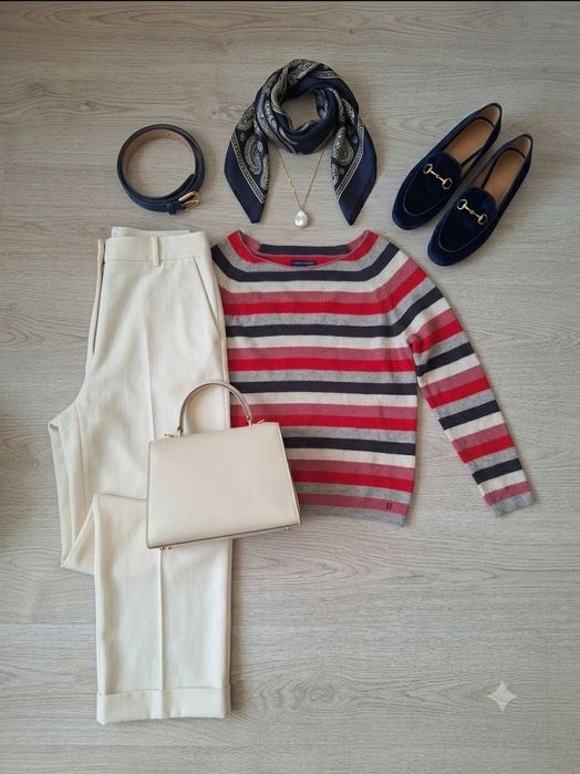 Marc O'Polo sweter w paski wełna + kaszmir