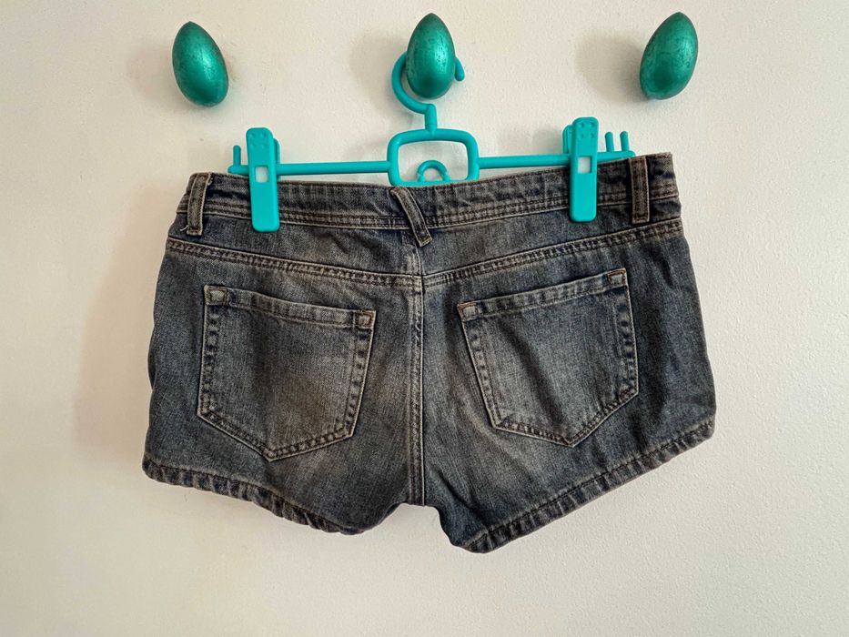 Calções mini de festa, em ganga e lantejoulas