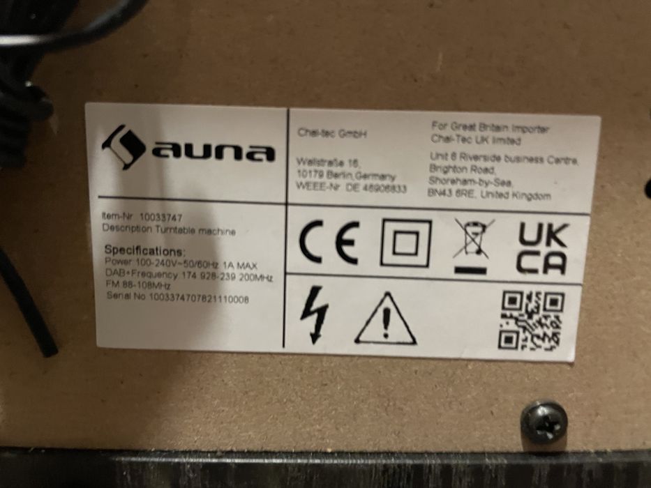 Стереосистема/проигрыватель виниловых пластинокAuna Oakland (Германия)