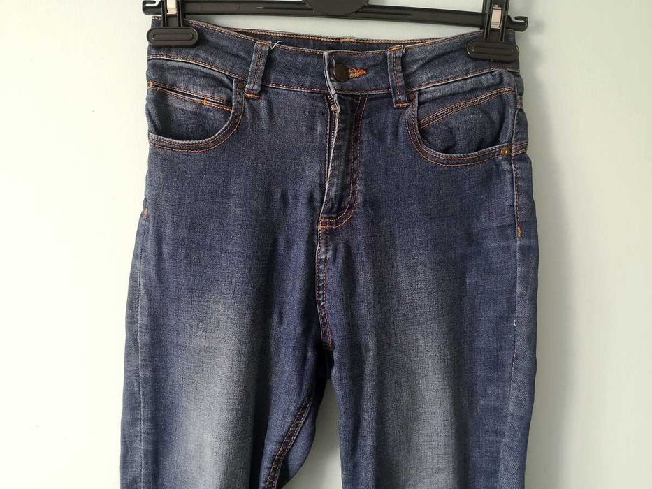 Granatowe spodnie dżinsowe skinny Reserved Denim 34 XS jeansy rurki