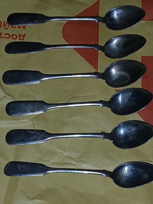 Набор серебряных ложек (6 шт), фирма Хлебникова, 84 проба, Мо скв а.