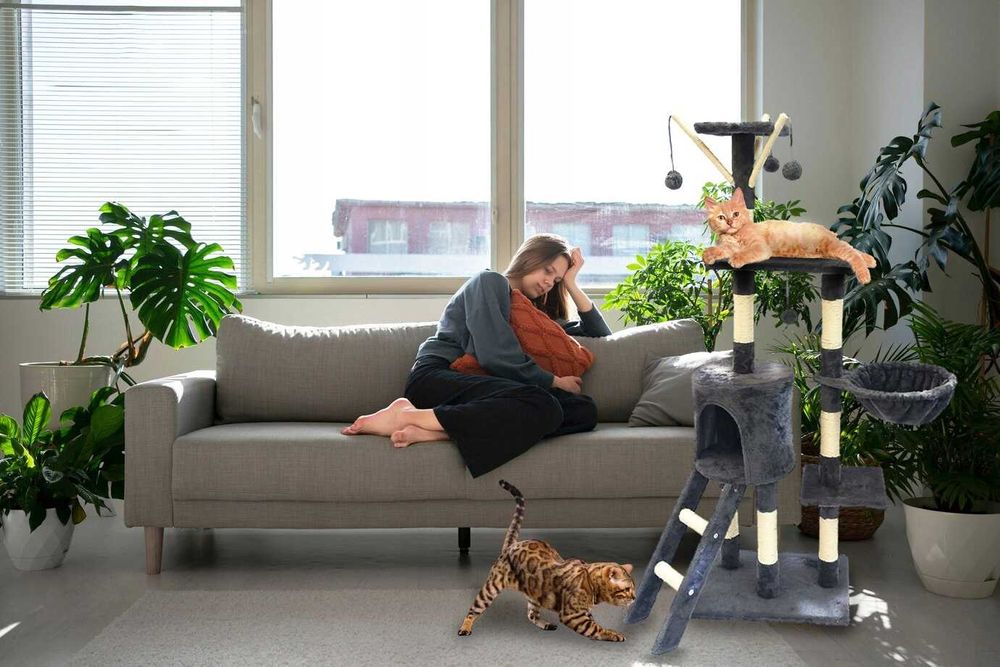 Когтеточка висока,  кігтеточка 138 см, дряпак для кота, будиночок кота