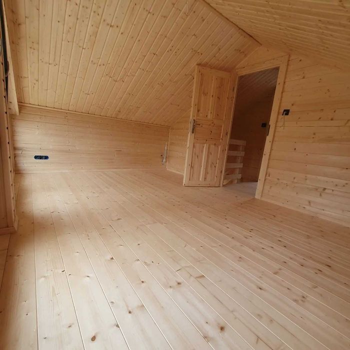 Drewniany domek letniskowy Horyzont 65 + 21 m2 - ROD, ośrodek wypoczyn