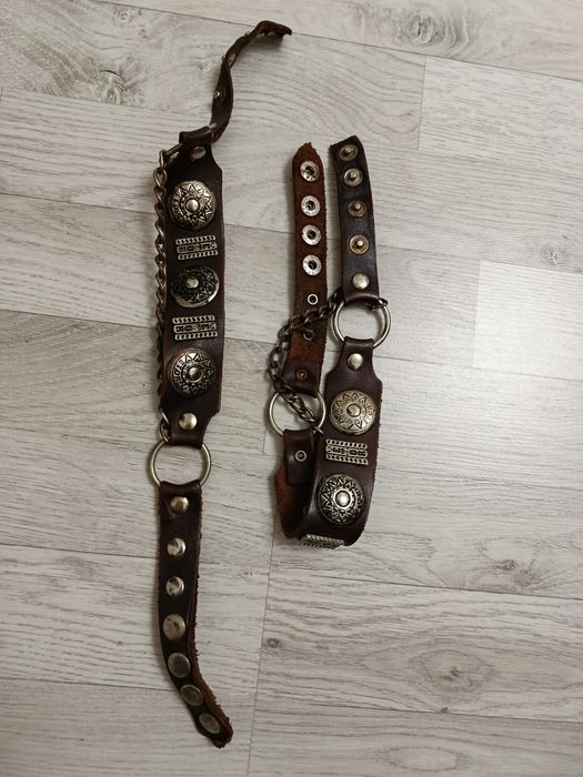 Ремні кожані на ботинкі козаки