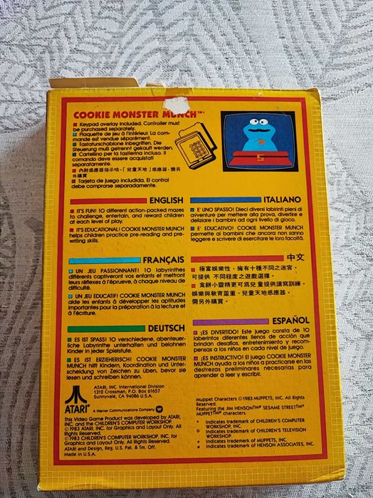 Jogo Atari Cookie Monster Munch