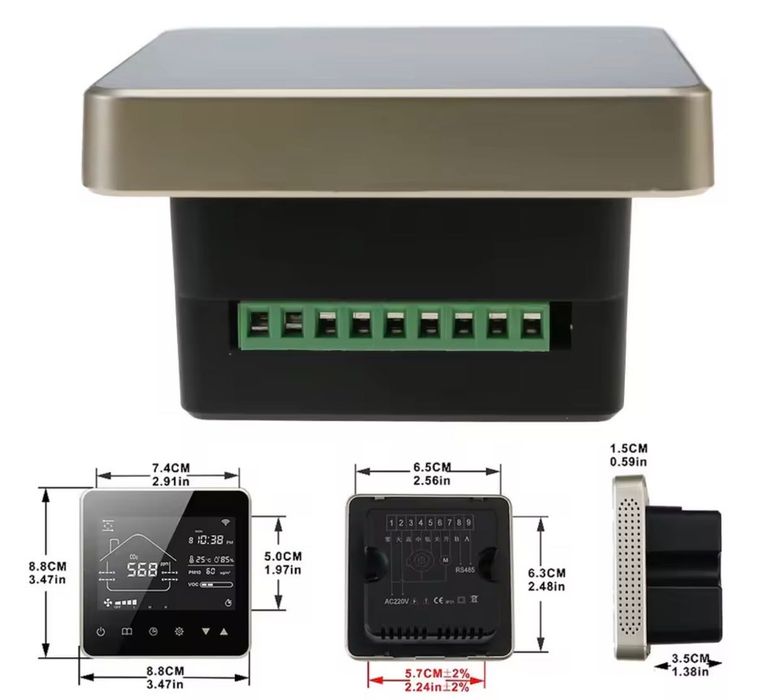 Monitor Jakości Powietrza HESSWAY 5w1 | TUYA | Sterownik Wentylacji AC