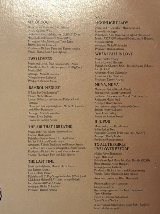 Vinil - Júlio Iglesias - 1100 Bel Air Place