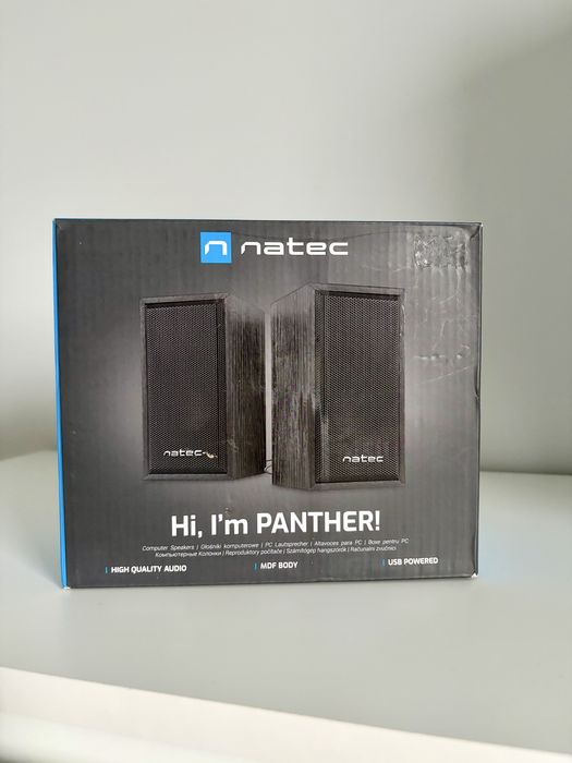 Zestaw drewniane głośniki komputerowe Natec Panther 2.0 6W z pilotem!