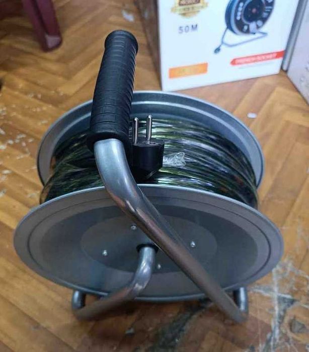 Przedłużacz Bębnowy METALOWY 50m metrów,Budowlany, GRUBY kabel 3x2,5mm