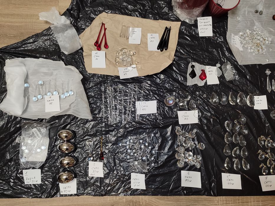 Підвіски - склянна та хрустальні на люстри и стекла до світильників