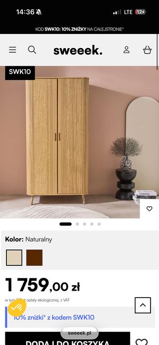 Szafa wolnostojąca jasny dąb w stylu skandynawskim