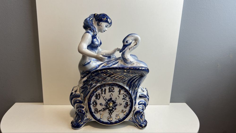 Часы круглые (син)Гжель. Фарфор