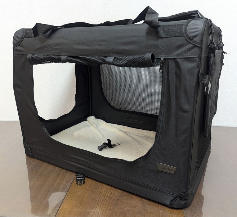 Lionto Składana Torba Transportowa Transporter dla Psa Kota z Tkaniny XL 58x82x58cm Czarna NOWA