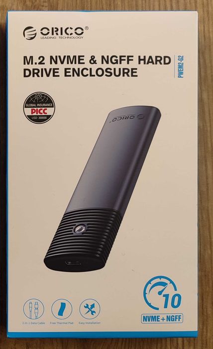 Orico PWEM2-G2. Kieszeń, obudowa na dysk SSD M.2 NVMe PCIe + M.2 SATA.