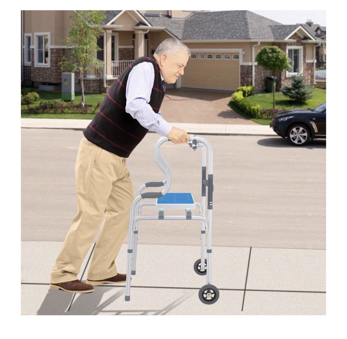 Składany aluminiowy chodzik z siedziskiem do 180kg