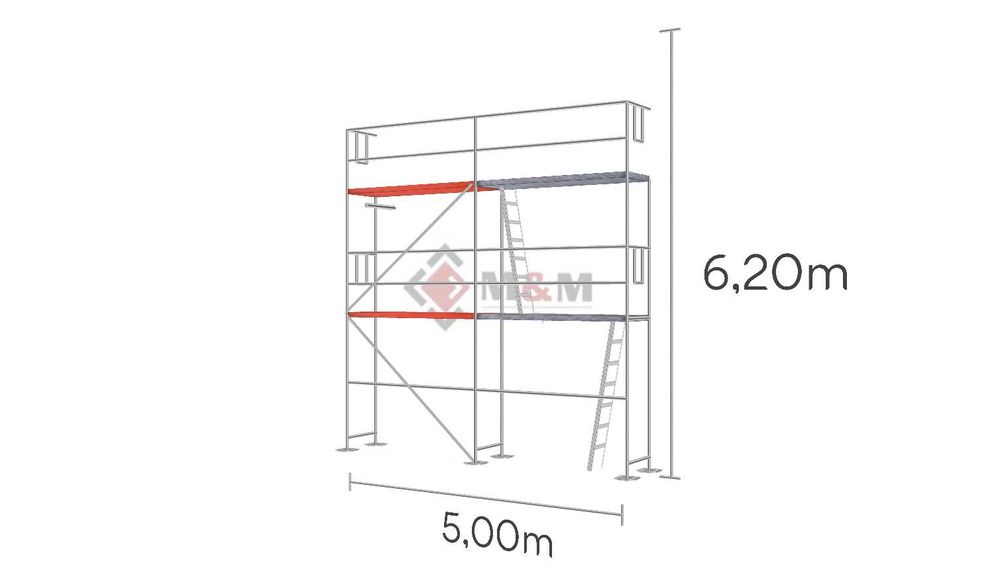Zestaw rusztowania 31m2 5x6.2m - podesty drewniane 2,5m