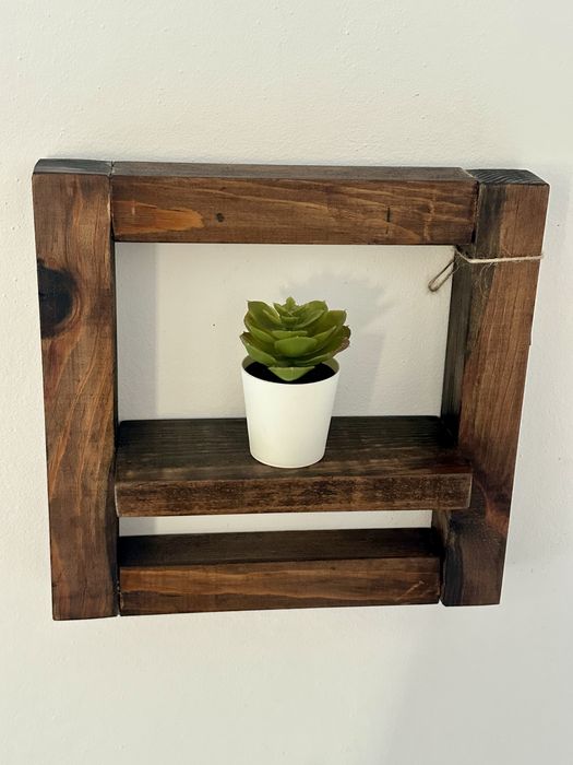 Conjunto de 2 prateleiras em madeira rustica