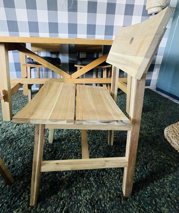 Drewniany stół Ikea Morbylanga 4 krzesla Skogsta gratis poduszki!