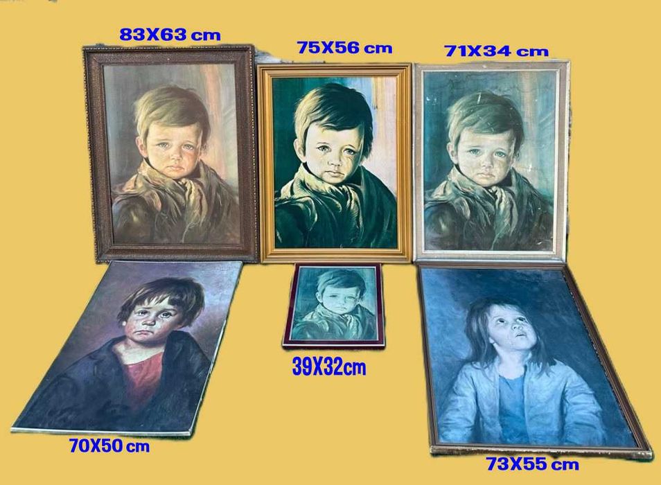 O menino da lagrima quadros antigos, em moldura