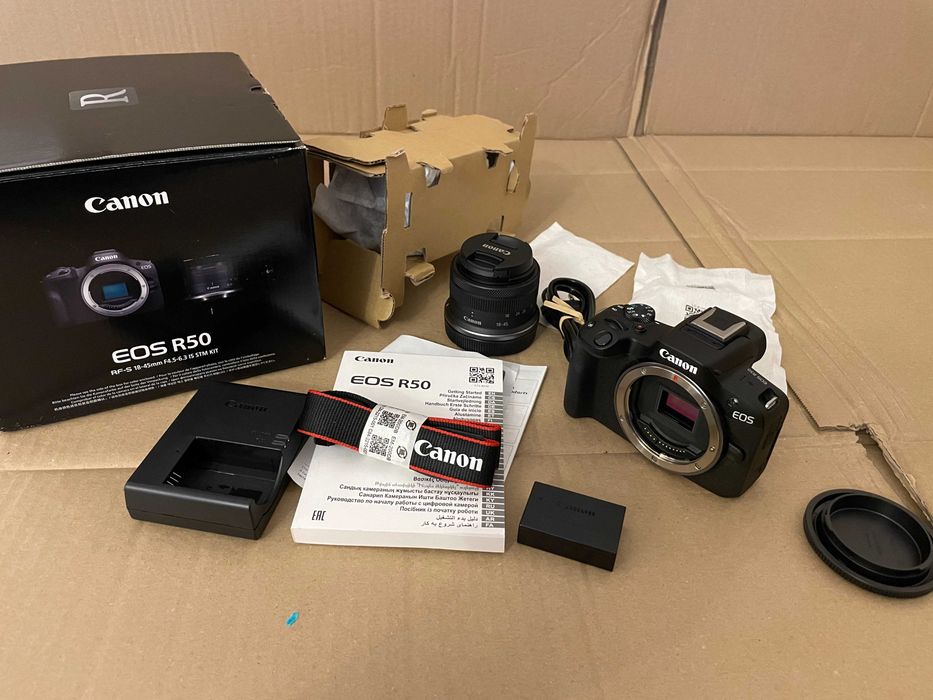 Canon EOS R50 RF-S + Obiektyw 18-45 mm f/4.5-6.3 IS STM Nowy Gwarancja !