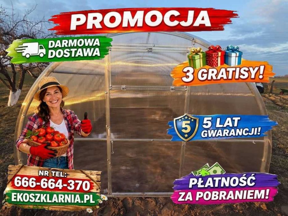 Tunel ogrodowy z poliwęglanu 4mm lub 6mm, 3; 2,4; 3,5x4,6,8 10 12m