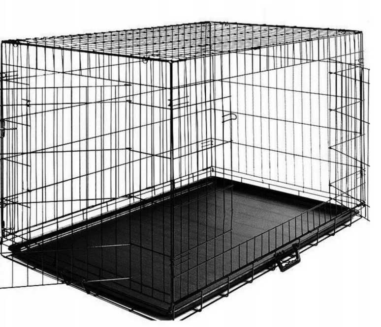 Nowa klatka kennelowa LIONTO 61x42x49 cm | Podwójne drzwi | Solidna