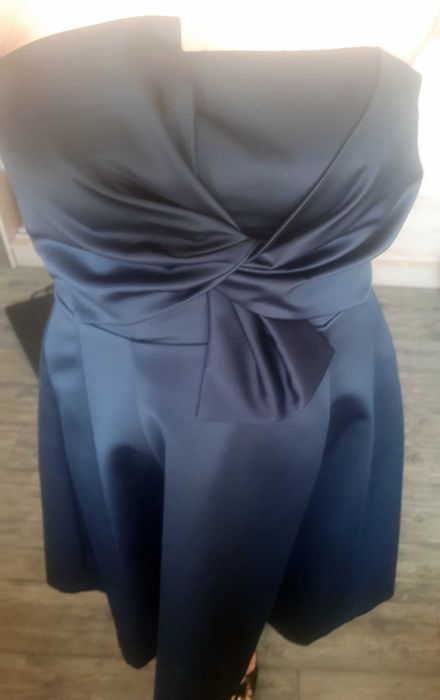 Grafitowo-granatowa sukienka bez ramion H&M rozm. 42(40)