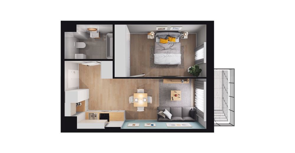 2-pokojowe mieszkanie 35 m² Bezpośrednio – pohled 3