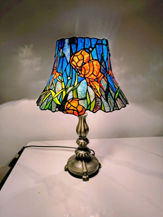 Tiffany lampa witrażowa stołowa nocna "ryby"